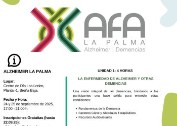 AFA La Palma agota las plazas para su taller sobre Alzhéimer y anuncia una nueva fecha en octubre