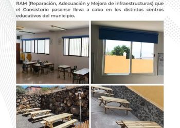 El Paso mejora las instalaciones del CEIP La Rosa – Camino Viejo con un nuevo parque infantil, estores y merenderos