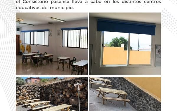 El Paso mejora las instalaciones del CEIP La Rosa – Camino Viejo con un nuevo parque infantil, estores y merenderos