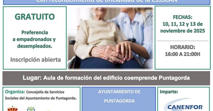 Puntagorda ofrece formación gratuita en noviembre sobre cuidados a personas con Alzheimer y movilización de pacientes