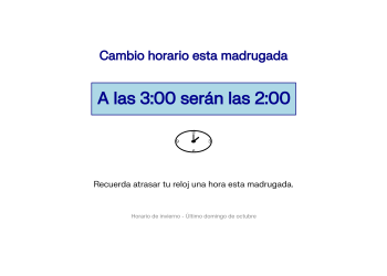 Que no se te olvide! Esta noche atrasamos los relojes: a las 3 serán las 2 y «ganamos» una hora de sueño