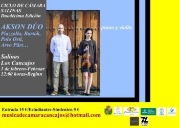 El piano y el violín de Aksón Dúo protagonizan una nueva cita del Ciclo de Cámara Salinas