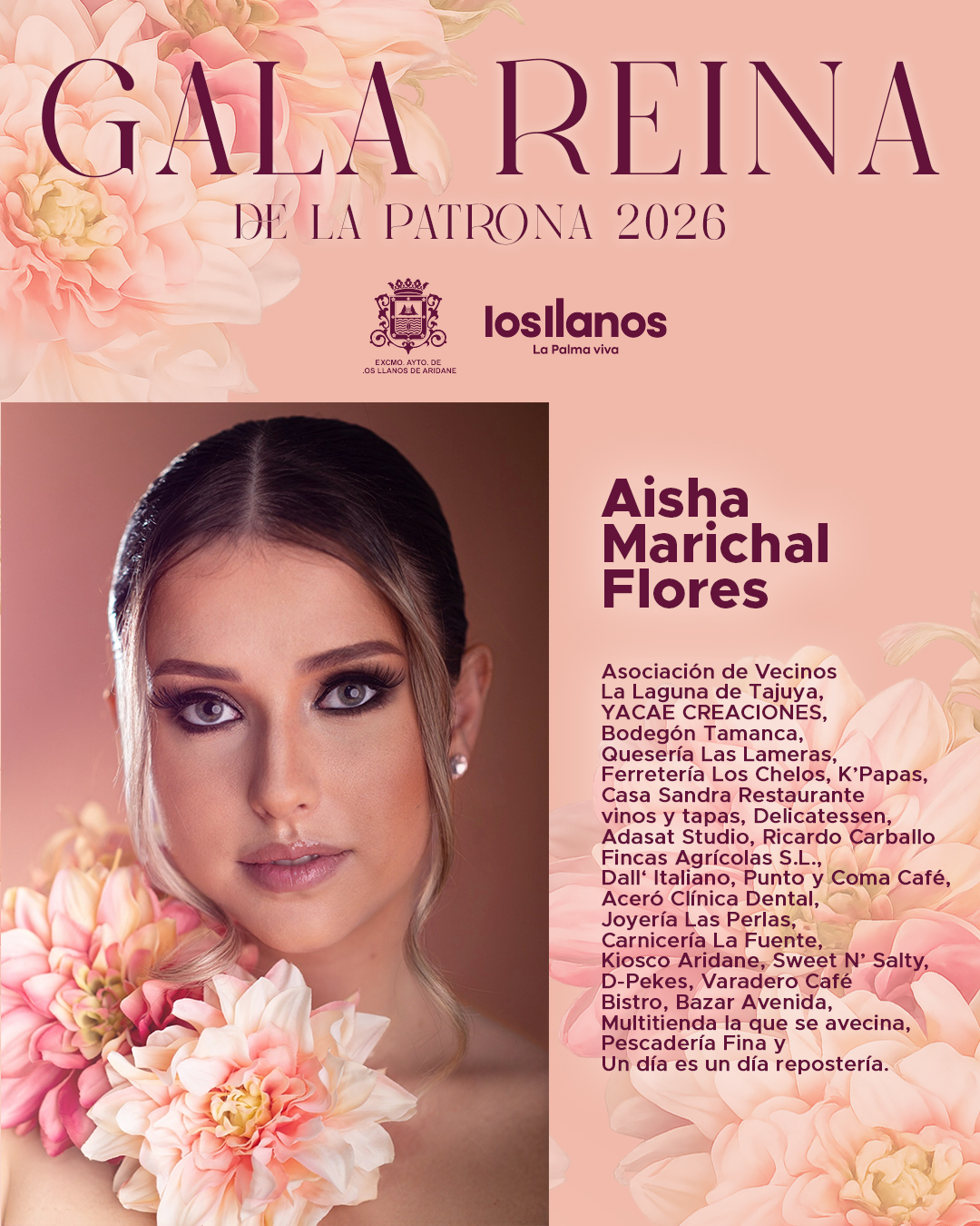 Aisha Marichal Flores, candidata a Reina de La Patrona 2026 de Los Llanos de Aridane