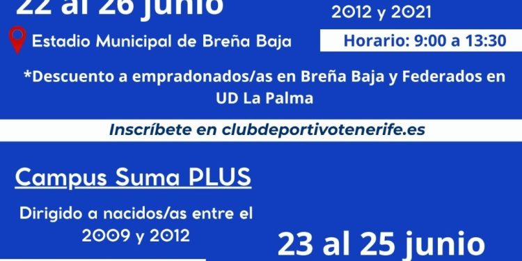 El Campus Suma del Tenerife vuelve a Breña Baja: una semana de fútbol para niñas y niños del 22 al 26 de junio
