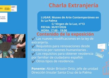 Santa Cruz de La Palma ofrece una charla gratuita sobre extranjería para resolver dudas de residencia y renovaciones