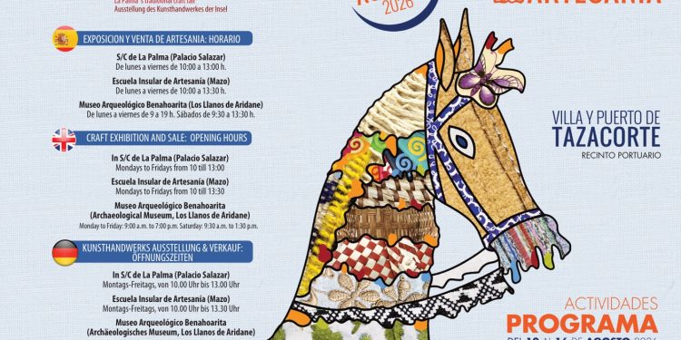 Tazacorte prepara la 37ª Feria Insular de Artesanía: guagua gratis, un municipio distinto cada día y programa completo del 12 al 16 de agosto