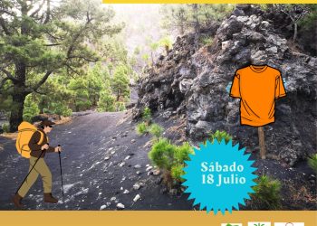 Cartel de la caminata Pista del Este - Fuencaliente, C.D. El Atajo