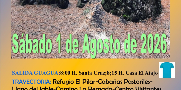 Cartel de la caminata Refugio El Pilar - El Paso, organizada por C.D. Caminantes El Atajo