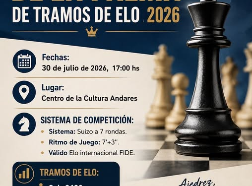 Cartel del II Campeonato de La Palma de Tramos de Elo 2026, organizado por el Club Deportivo Roque Niquiomo