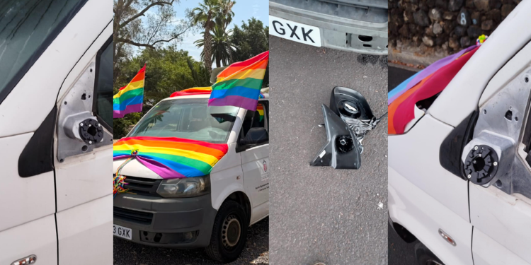 Furgón institucional del Orgullo LGTBIQ+ de La Palma dañado tras el ataque vandálico