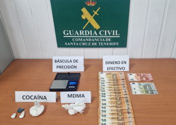 Sustancias y dinero intervenidos por la Guardia Civil en Breña Alta