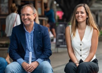 El presidente del Cabildo de La Palma, Sergio Rodríguez, y la consejera delegada de Sodepal, Miriam Perestelo.