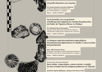 Cartel del V Campus de Arqueología de Tijarafe con el programa de charlas del 17 de julio