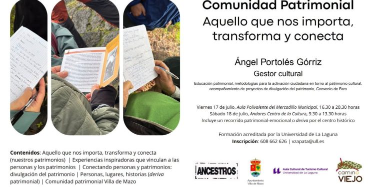 Cartel del curso Comunidad Patrimonial en Villa de Mazo