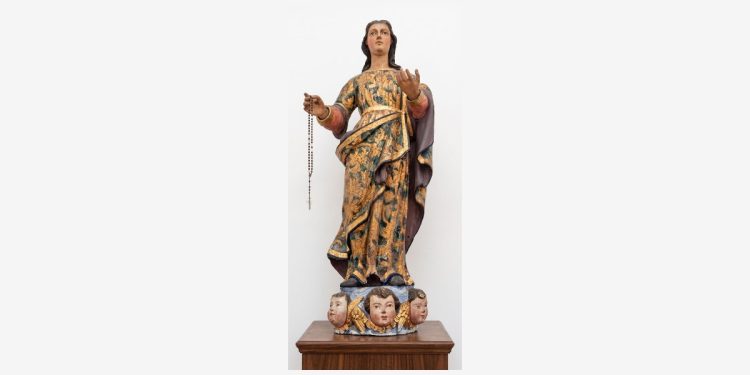 Virgen del Rosario, talla llegada de Campeche, en la parroquia de Montserrat de San Andrés y Sauces