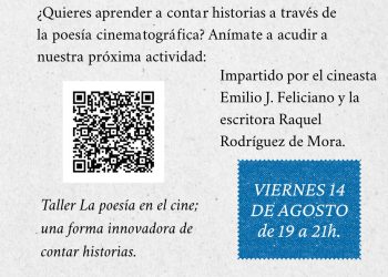 Cartel del taller especial de Texto Vivo sobre poesía cinematográfica en la Biblioteca de Breña Baja