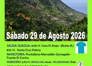 Cartel de la caminata Puntallana-El Corcho de El Atajo, sábado 29 de agosto de 2026