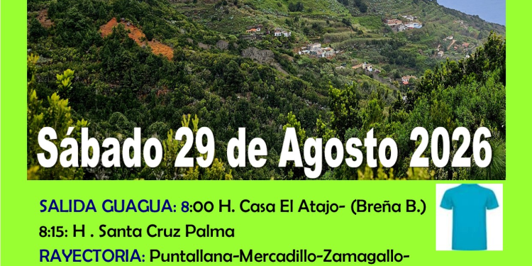 Cartel de la caminata Puntallana-El Corcho de El Atajo, sábado 29 de agosto de 2026