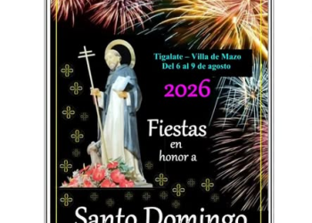 Cartel de las fiestas en honor a Santo Domingo de Guzmán en Tigalate, Villa de Mazo, del 6 al 9 de agosto de 2026