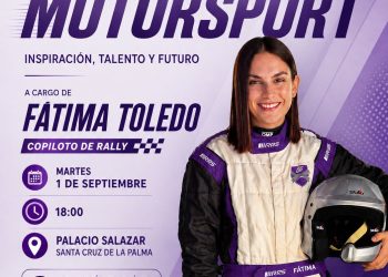Fátima Toledo, copiloto de rally palmera, cartel de la charla del Cabildo de La Palma