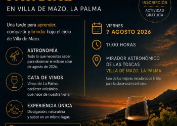 Cartel de la jornada de astronomía y vinos de La Palma en Villa de Mazo