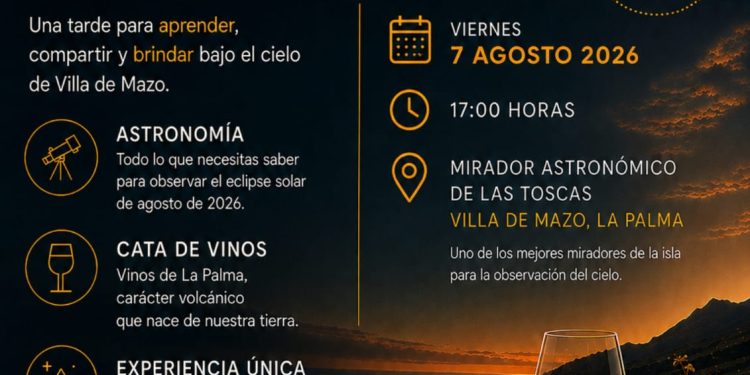 Cartel de la jornada de astronomía y vinos de La Palma en Villa de Mazo