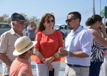Idafe Hernández y Nieves Lady Barreto en la inauguración del Mirador del Lomo, en Montes de Luna (Villa de Mazo)