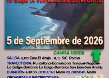 Cartel de la 10ª etapa de la IX Vuelta a la Isla por el GR130, entre Puntallana y San Andrés, 5 de septiembre de 2026