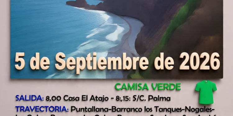 Cartel de la 10ª etapa de la IX Vuelta a la Isla por el GR130, entre Puntallana y San Andrés, 5 de septiembre de 2026